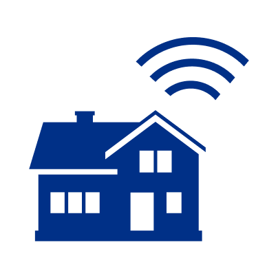 home with wifi emitting from it icon