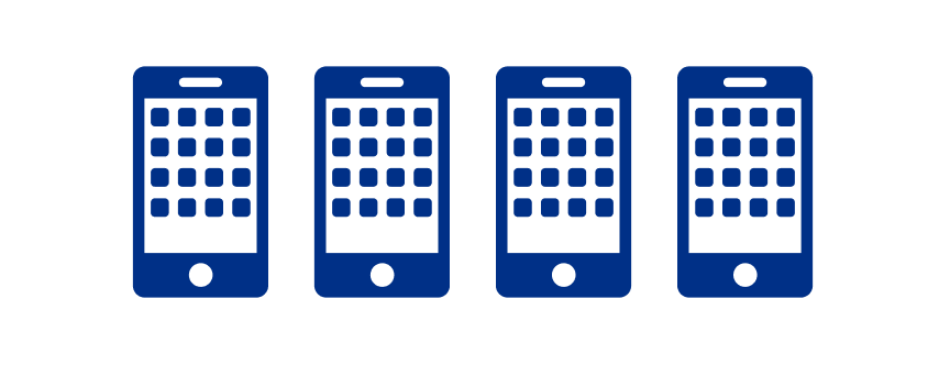 row of mobile phones icon